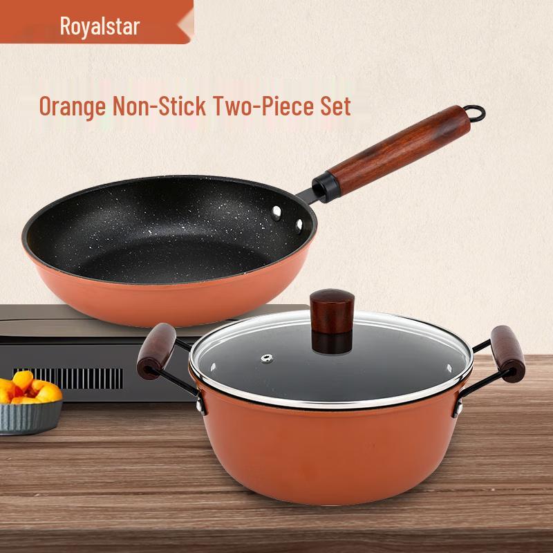 Rongshida Orange 2-Piece Soup & Frying Cookware Set
