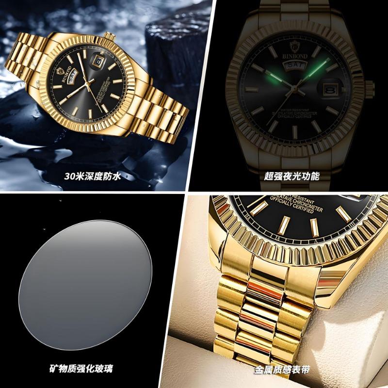 Top Brand Log New Style Watch Men's Steel Belt Waterproof Casual Classic Double Calendar Luminous Men's Watch Simple Atmospheric Men's Watch