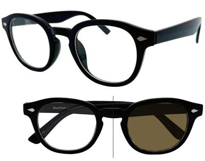 Az UV Lenses That Darken with UV To Light [FaceTrick Label] Sunglasses, Photochromic, Men's & Women's, Protection, Light, Sabae-made, Black/Clear