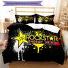 3pcs Rockstar logo pattern bedding set duvet cover set includes duvet cover &pillowcases, perfect all season bedroom decoration & gift