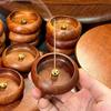 *1Pcs Agarwood Tray Holder North American Black Walnut Solid Wood Incense Stick Handmade Tea Ceremony Round Incense Burner