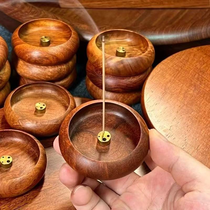 *1Pcs Agarwood Tray Holder North American Black Walnut Solid Wood Incense Stick Handmade Tea Ceremony Round Incense Burner