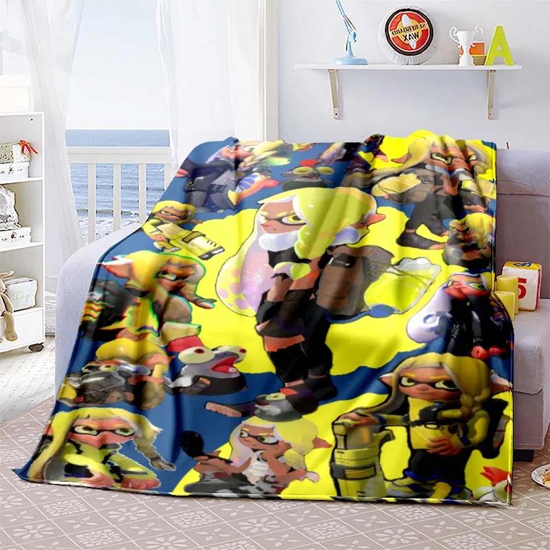 Gra 3D, Splatoon, Modny Uroczy Kreskówkowy Miękki Pluszowy Koc, Koc Flanelowy Pokój Gracza Łóżko Sofa Koc na Drzemkę grinch
