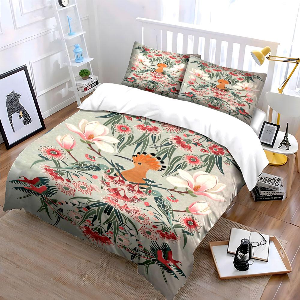 Birds, Flowers, and Leaves. Bedding Sets Duvet Cover Sets Duvet Covers Pillowcases(1 * Duvet Cover 2 * Pillowcases, Without Duvet Insert)