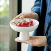 White Jade Porcelain High-Footed Dessert & Snack Serving Plate