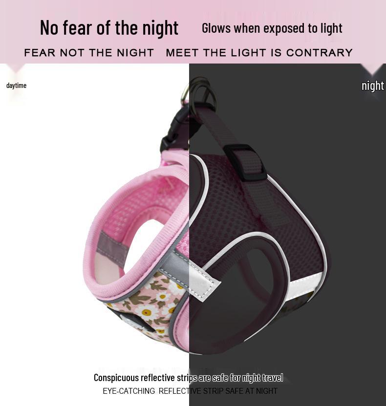 Reflective Anti-Escape Breathable Dog Harness & Retractable Leash for Small & Medium Dogs