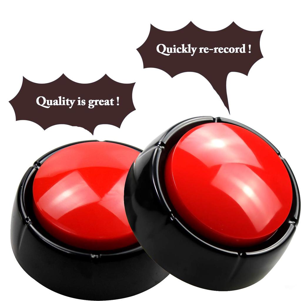 Answer Buzzer, Recording Toy Button with Sound and Quick Answer Button (Red+Black-M4)