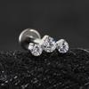 Right Grand ASTM F136 Titanium Triple CZ Cluster Cartilage Earring 16G Mini CZ Labret Tragus Helix Medusa Flat Back Piercing
