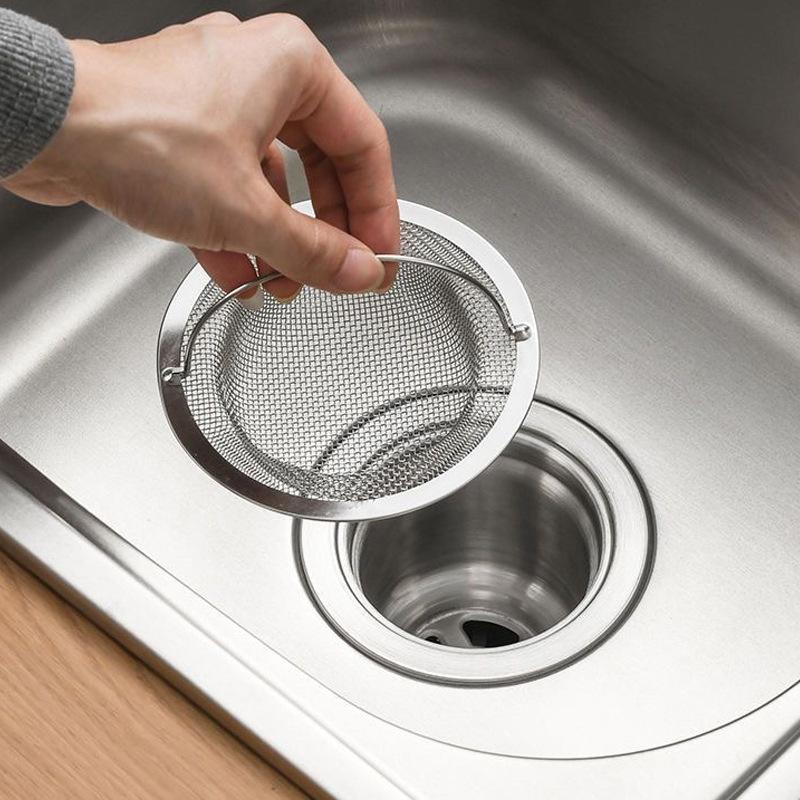 2/4PCS Stainless Steel Kitchen Sink Filter Kitchen Garbage Food Residue Dishsink Filter With Handle Metal Sink Strainer