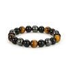 Xi Yin Men's Natural Tiger Eye & Black Obsidian Stone Beaded Bracelet