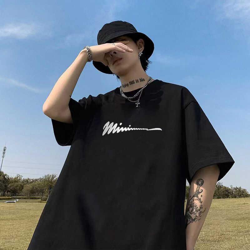 Men Summer Casual Loose Oversize Short Sleeve Round Collar Handsome Teenager Pullover Cotton T Shirt Top