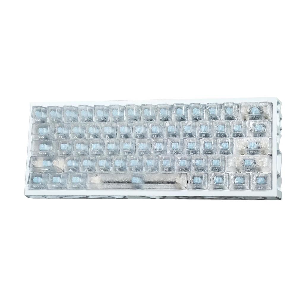 Touches Clavier Personnalisées Wooting60HE Night Demon Transparentes avec Texture Fibre de Carbone Gravée sur le Côté