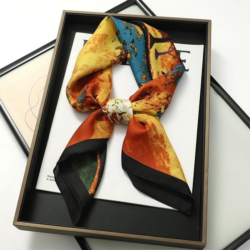 Women Silk Scarf Fashion Hair Scarf Silk Satin Neckerchief Scarf Women Luxury Hair Ties Hair Ornament Female Bandana Bag Scarves