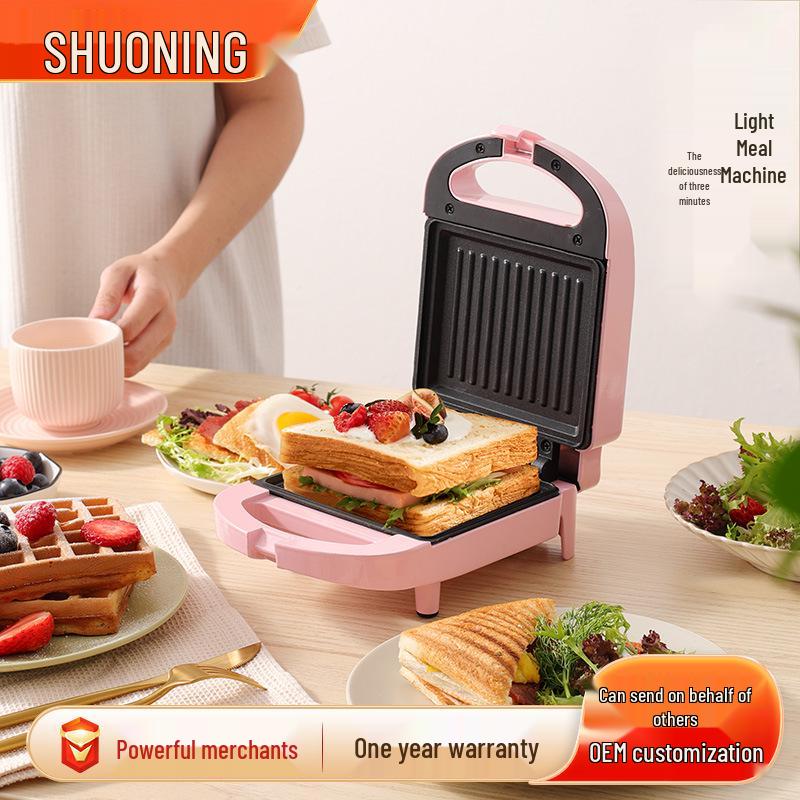 

Compact Multifunctional Breakfast Maker: Bread, Toast, Grill, Pancake Machine красный