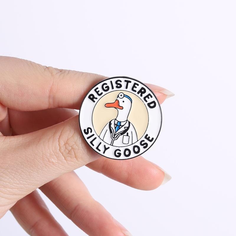 Registered Silly Goose Enamel Pins Humor Animal Doctor Nurse Veterinarian Medical Brooches Lapel Badge Jewelry Gifts for Friends
