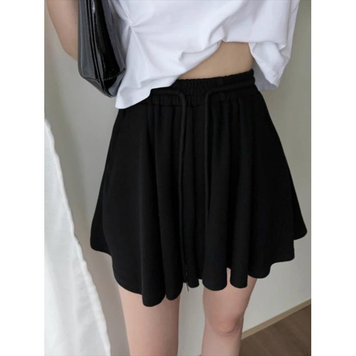 Women's High Waist Grey Pleated A-Line Culottes - Summer 2023 Casual Petite Sport Shorts