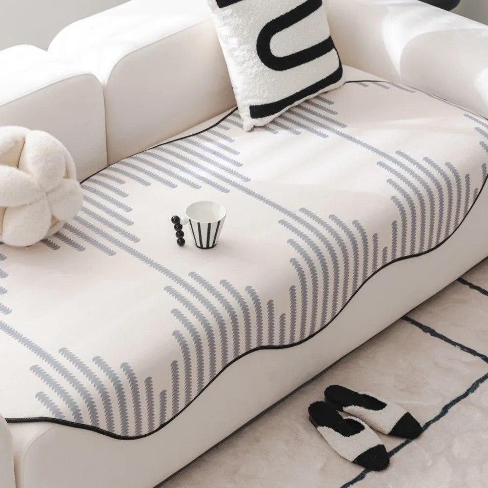 Modern Irregularity Chenille Sofa Covers Plush Sectional Couch Non Slip Sofa Slipcover Furniture Protec Cushion Carpet Bath Mat