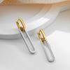 Simple Personality Gold Silver Two Colors Double Ring Detachable Double-wear Dangle Earrings Women Men's Stainless Steel Jewelry