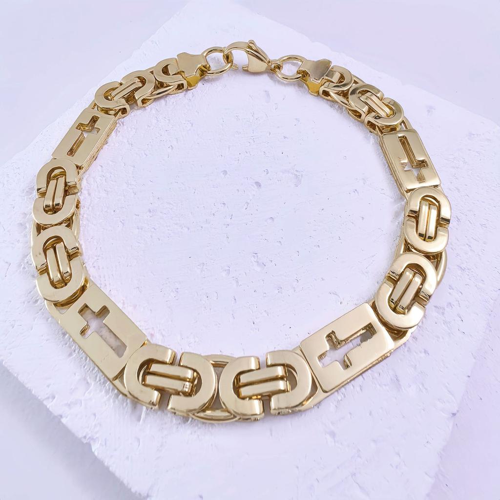 Men Cross Shape 6mm 8mm 11mm Imperial Chain Bracelet High Polished Stainless Steel Chunky Street Wrist Jewelry