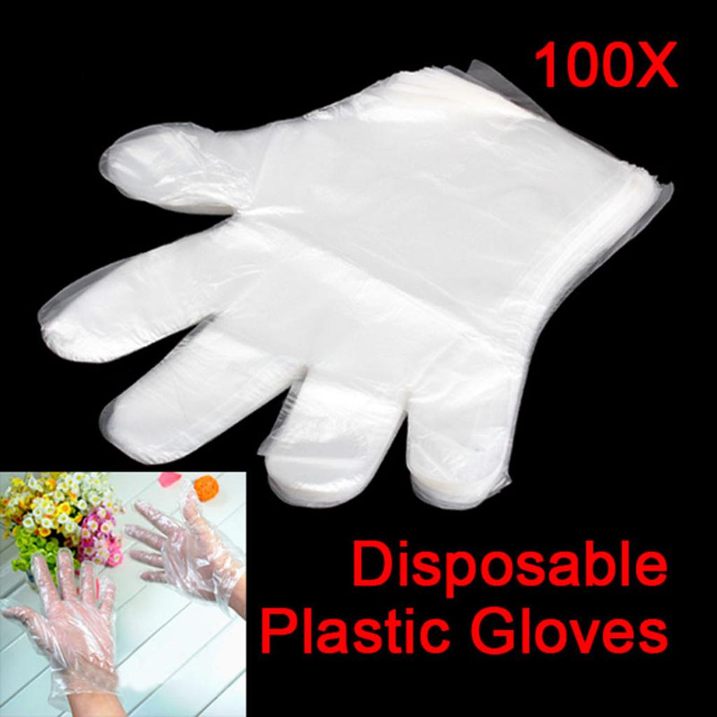 100pcs Plastic Disposable Gloves Transparent Food Handling Gloves for Bulk Food Kitchen Cooking