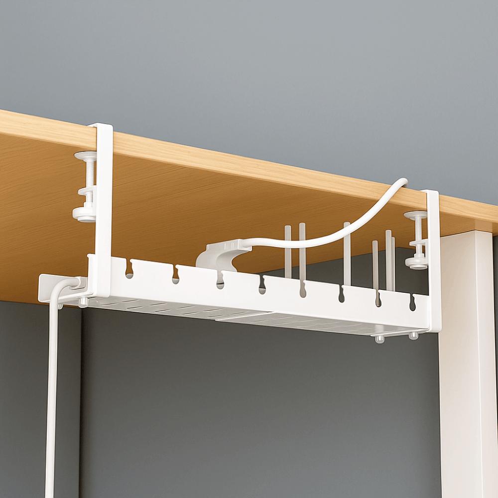 Space Saving Retractable Cable Storage Rack No Drilling Under Desk Cable Shelf  Computer Desk