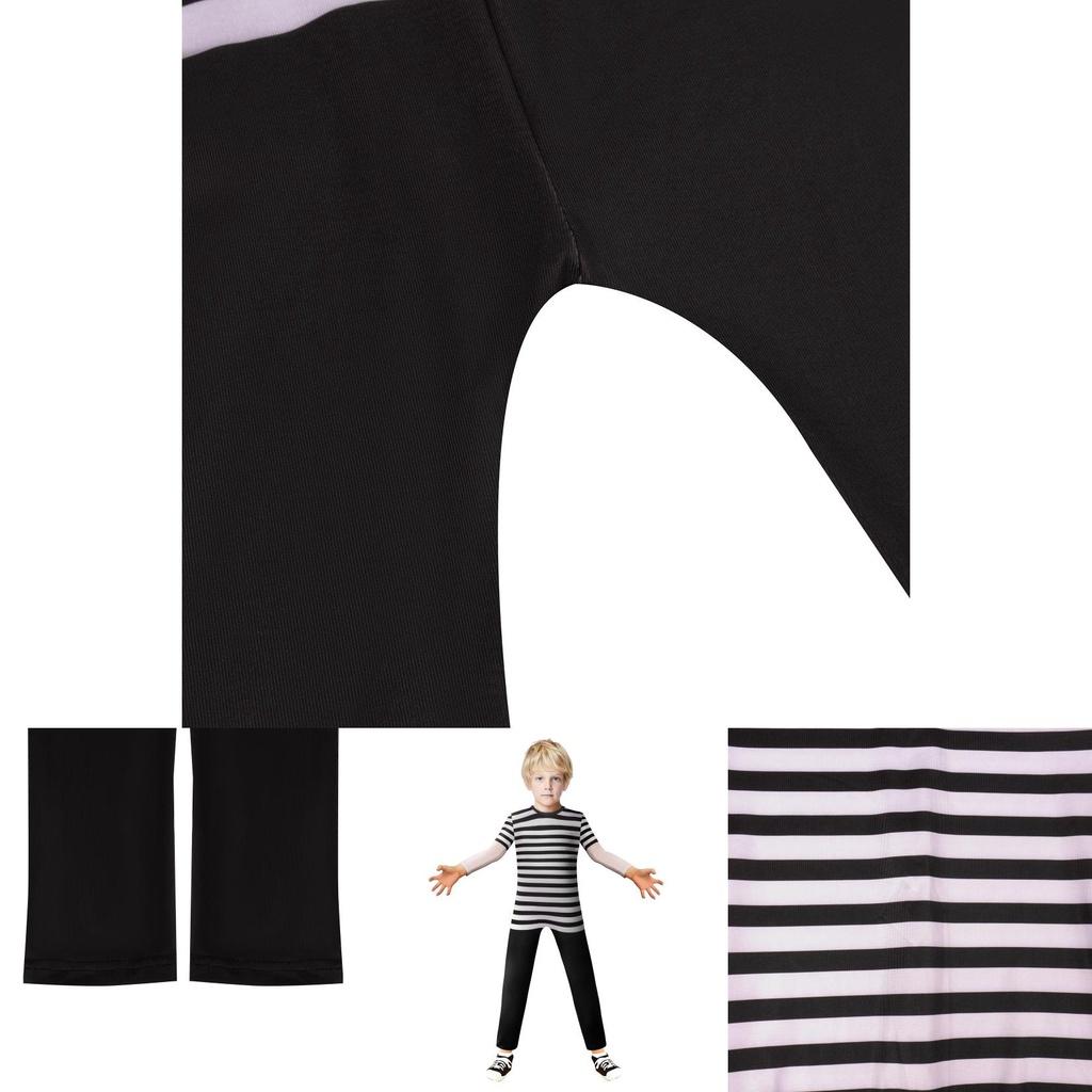 Wednesday Addams Pugsley Addams Jumpsuit Kids Xmas Halloween Theme Party Cosplay