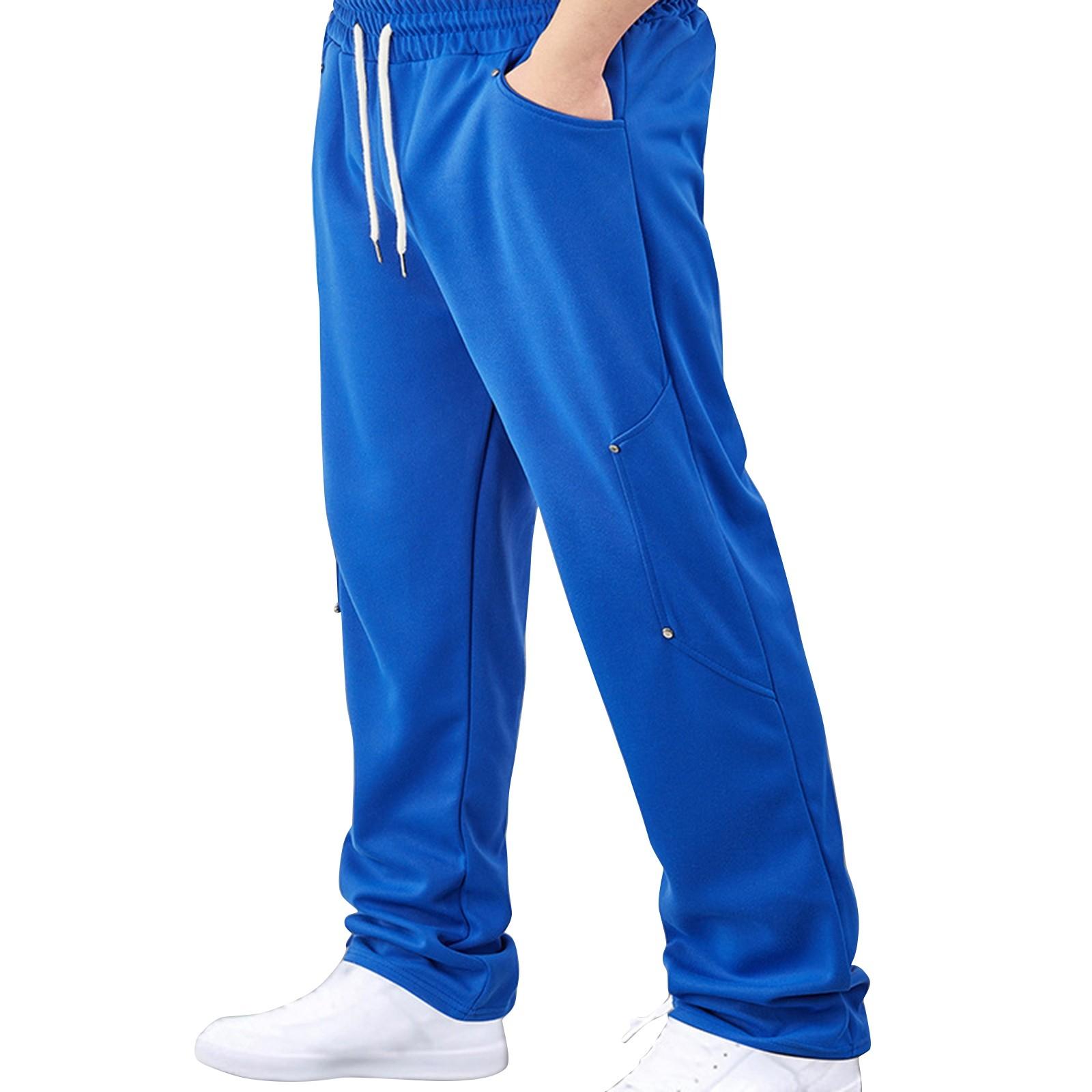 

Чоловічі повсякденні прямі брюки зі шнурками. Чоловічі дихаючі спортивні штани XL синій