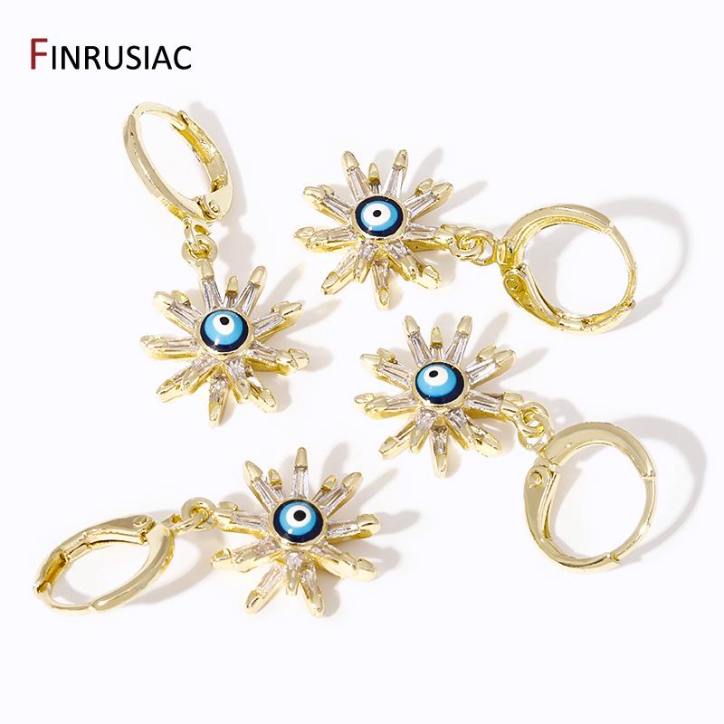Nouvelles Boucles d'Oreilles Créoles Pendantes Œil du Mal en Zirconium de Luxe Pour Femmes Laiton Œil Turc Grec Boucles d'Oreilles Pendantes Bijoux Cadeau de Fête
