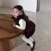Kids' Winter Korean-Style Thickened Two-Piece: Girls' Cotton-Padded Vest & Rompers