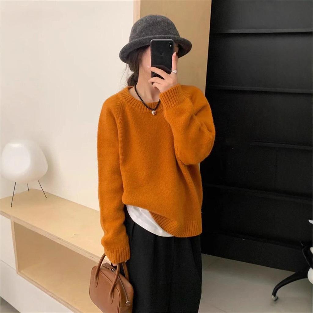 Women's 2025 Autumn/Winter Korean Style Loose Round Neck Knit Sweater