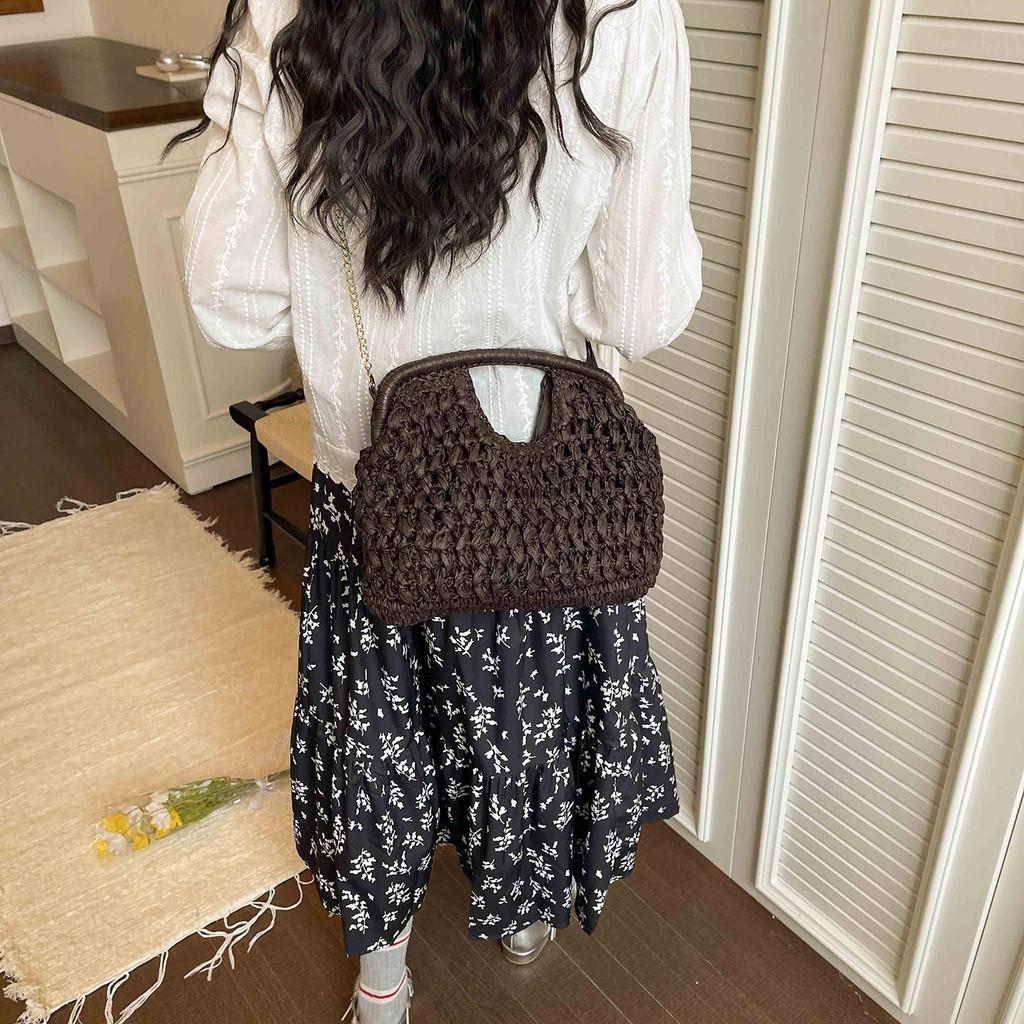 Handcrafted Woven Shoulder Bag For Women Summer Casual Travel With Inner Pouch