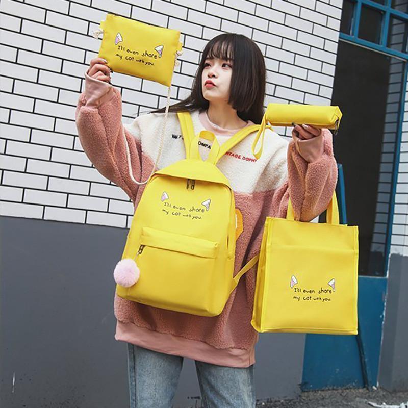 Casual Student Bookbag With Breathable Back System And Letter Print Design