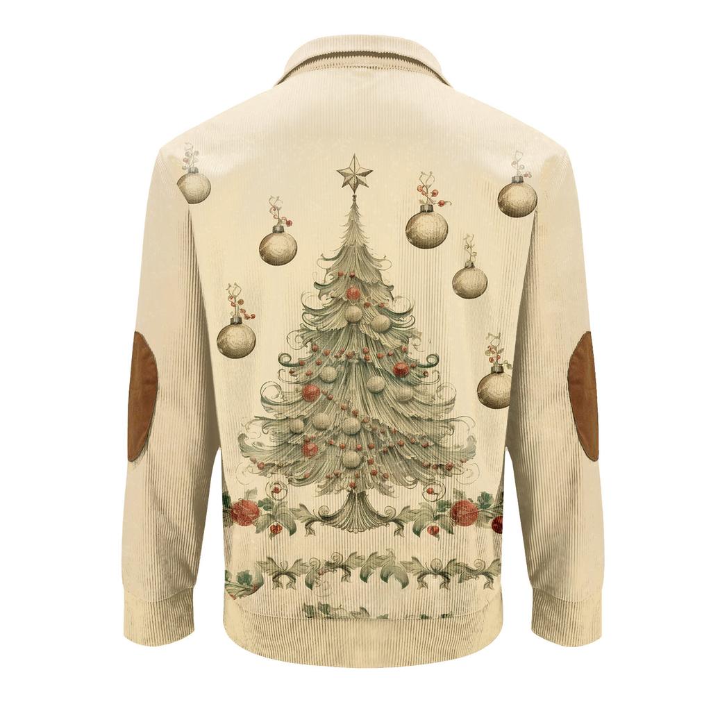 Estampa de Natal 3 botões - Moletom masculino com gola alta, moletom casual para atividades ao ar livre com fivela