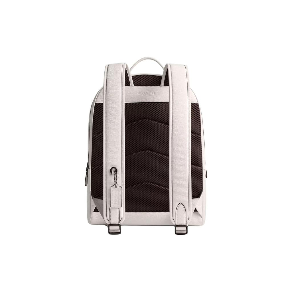 Coach Charter 29 Double Zipper Soft Polished Pebble Leather Backpack Large Men backpack Chalk-White CP123-CAH