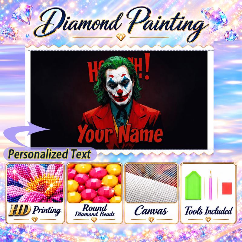 Joker DC 5D DIY Diamond Painting Custom Name Text, Full Drill Rhinestone Mosaic Art Home Gift