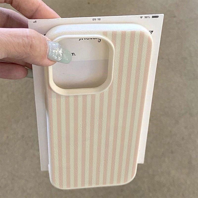 Pink and White Striped Phone Case For iPhone 17 Pro 16 15 14 13 12 14 Pro Max Air 16E X XR XS Max Plus Soft TPU Cover Cases