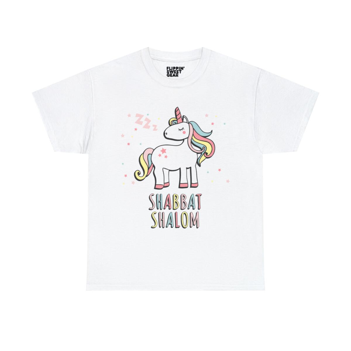 Shabbat Shalom Jewish Unicorn Graphic Tee Shirt S