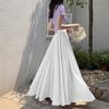 Damen Chiffon A-Linien Maxirock Hoher Bund Fließender Saum mit Eleganter Drapierung & Weiter Silhouette