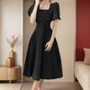 [Double-layer with Lining] Medium and Long Dress, Summer New Bubble Sleeve Fairy A-shaped Dress