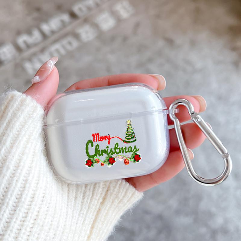 Merry Christmas Silicone Case For Apple Airpods 1 or 2 Shockproof Cover For AirPods 3 Pro Pro2 Transparent Earphone Protector