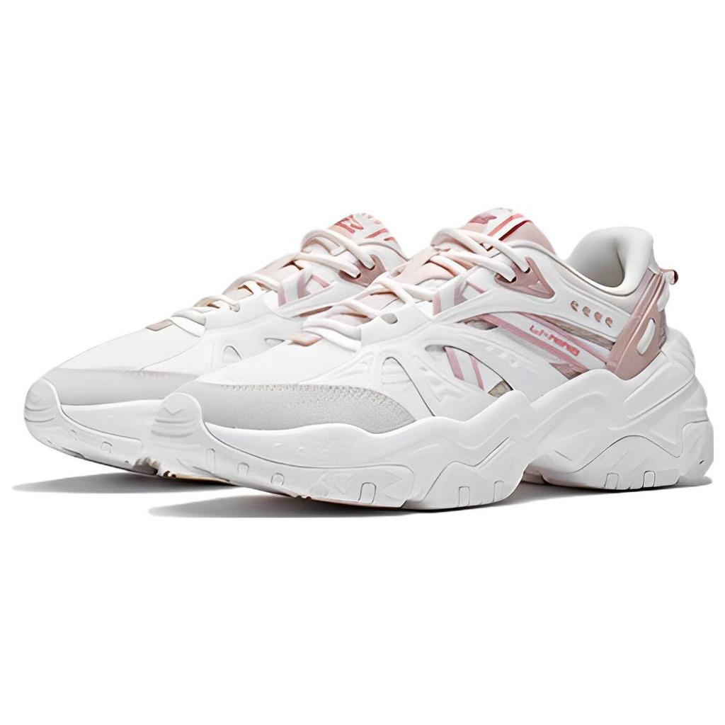 Li Ning New Path 2.0 Trend Shock Absorption Low-Top Sports Casual Shoes Women Sneakers White Pink AGLS052-3