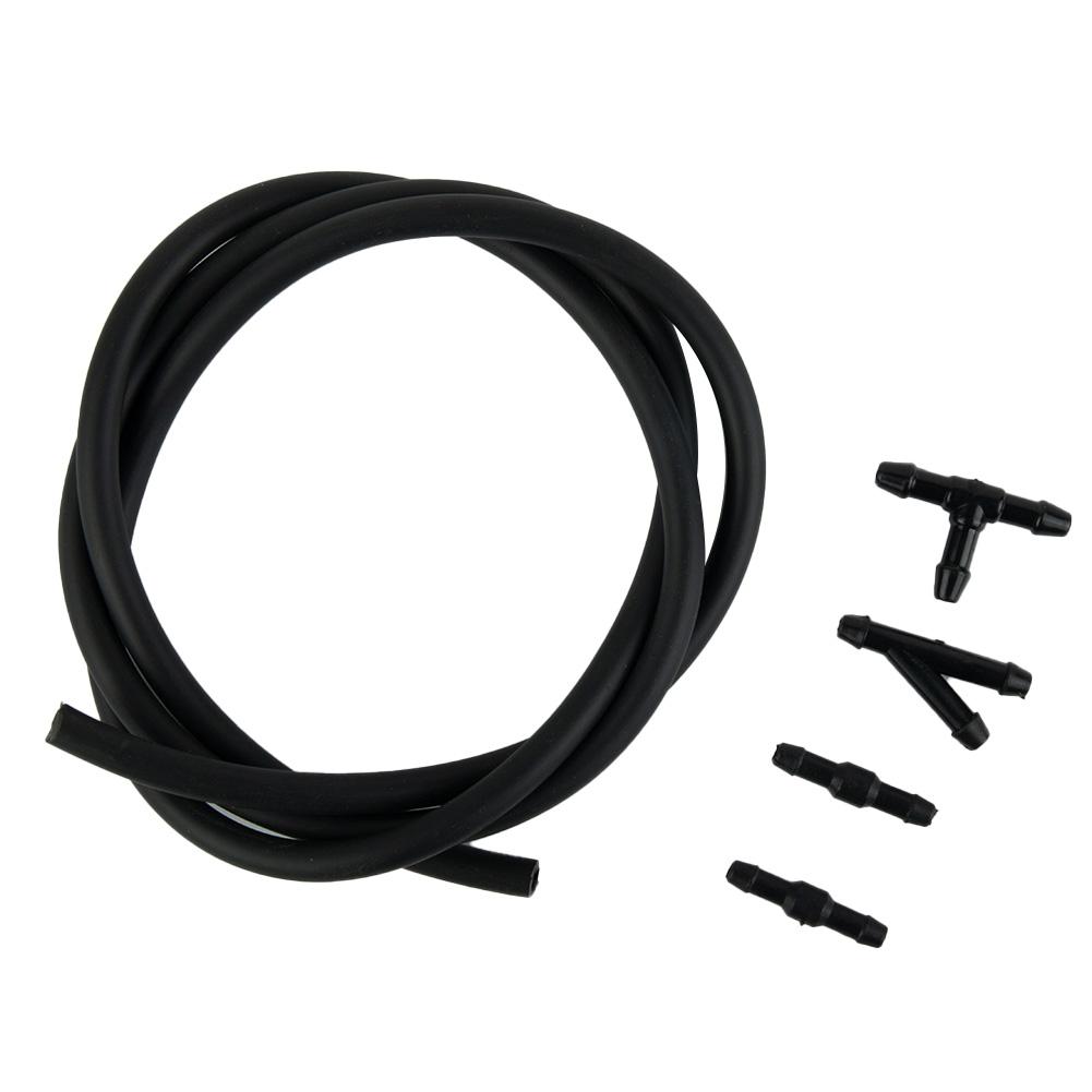 Kits Hose Washer Jet Windshield 100cm Black Car For Nozzle Pump Hose Connectors Rubber&Plastic T-Type Tube Pipe