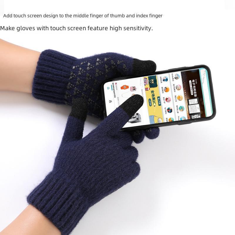 Men's Winter Alpaca Wool Touchscreen Cycling Gloves