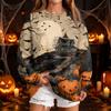 Women's Fashion Casual Halloween Print Round Neck Sweatshirt