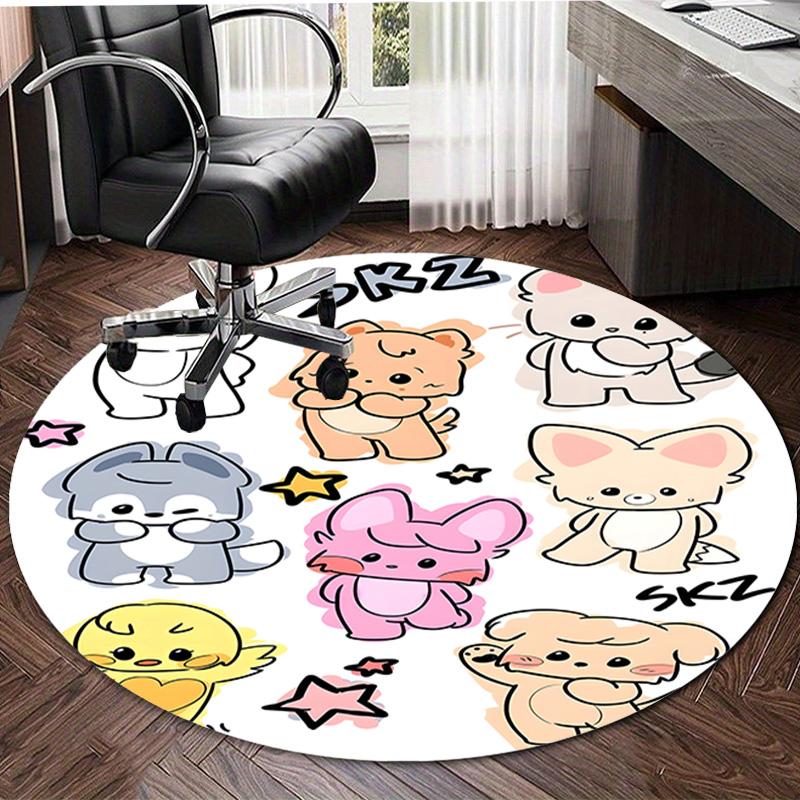 1pc Kpop Team2 Print Round Carpet Chair Round Carpet Suitable for Bedroom Living Room Home Decorative Carpet
