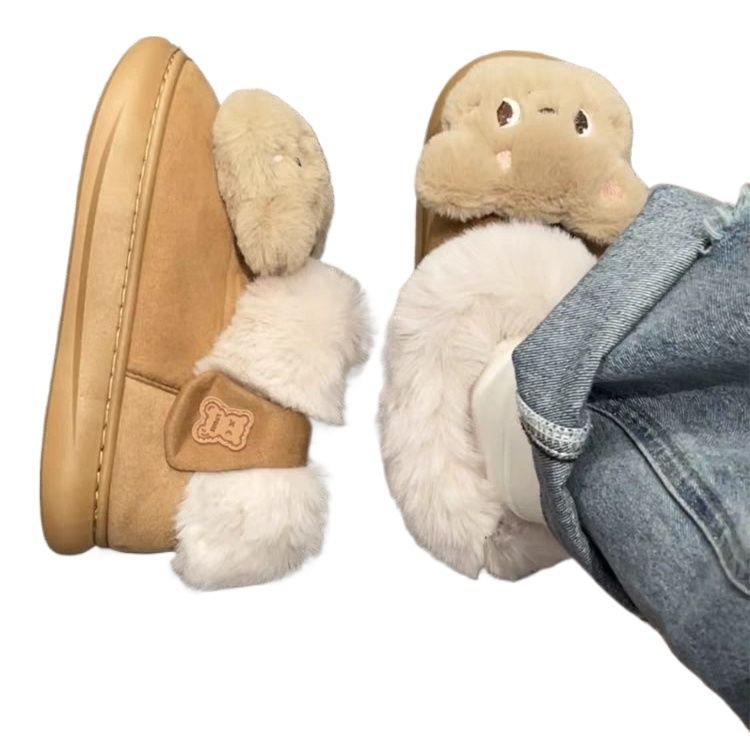 Internet celebrity bear non-slip Northeast thick-soled snow boots women's winter 2025 new velvet thickened thermal cotton shoes