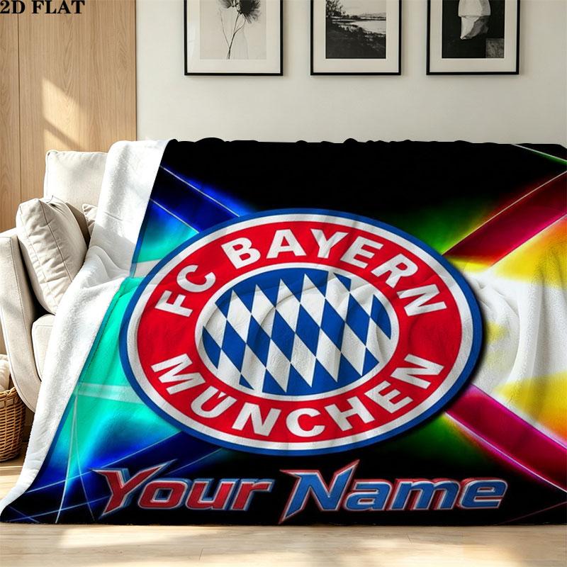 1PC FC Bayern Munchen Custom Name Patterned Flannel Blanket Suitable For All Seasons for Home Decor Warmth and Comfort Gifts Holiday Present