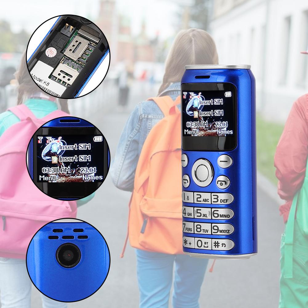 K8 1.0in Persönlichkeit Mini Bluetooth Dialer Kinder Schüler Dual-SIM 128x96 Gebogener Bildschirm Handy