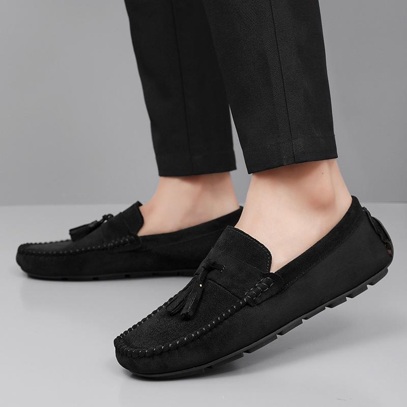 Handmade Doudou Shoes Men's 2025 New Trend Men's Shoes One-pedal Casual Leather Shoes Fringed Soft-soled Driving Shoes