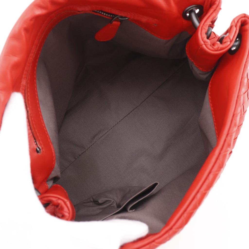 BOTTEGAVENETA Intrecciato Shoulder Bag Red Calfskin Women Used